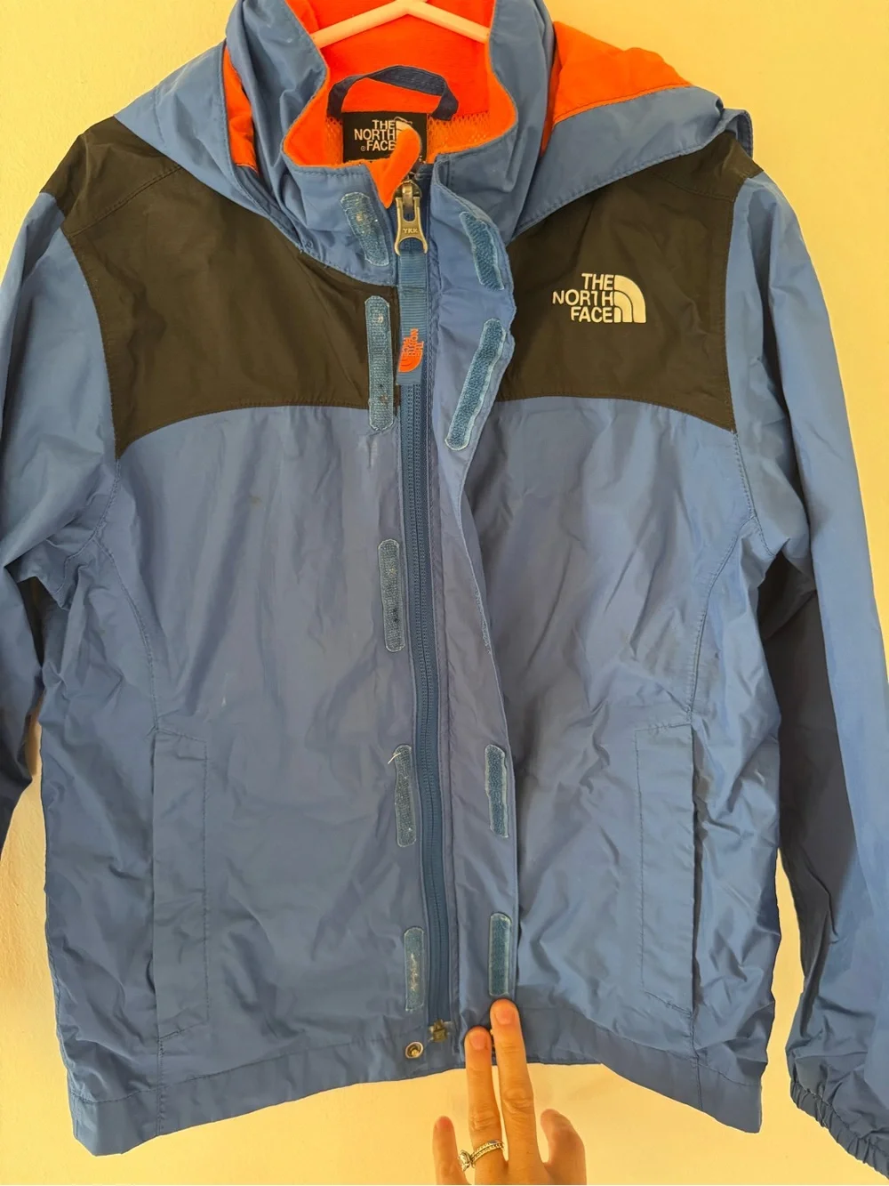 The North Face Kids' Blue & Black Hooded raincoat jacket